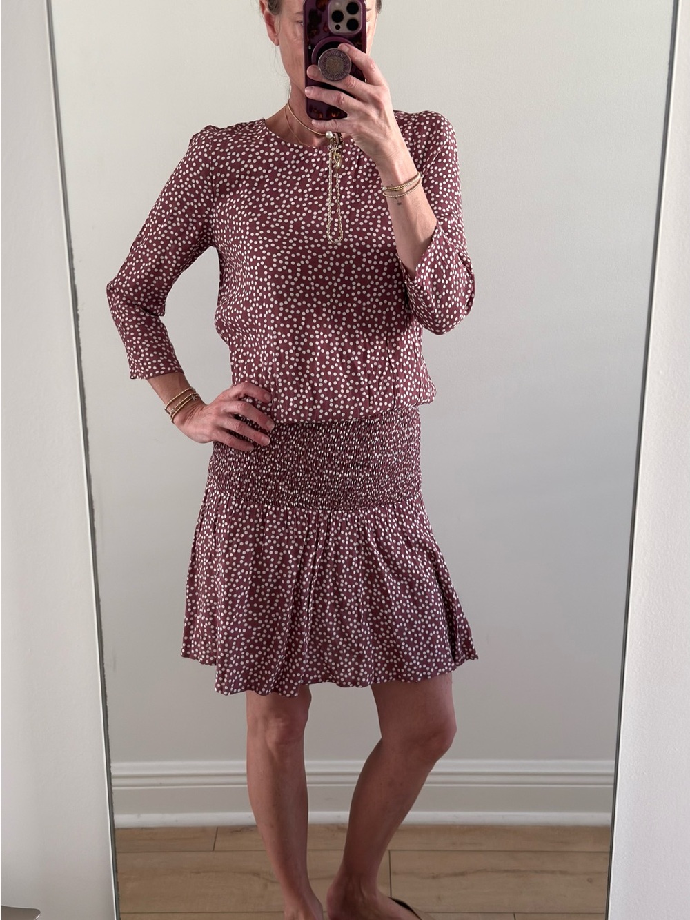 Express Women’s Polka Dot Smocked Waist dress
